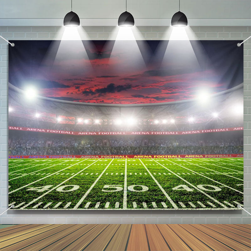 Aperturee - Sunset Sky Football Field Spotlight Sport Backdrop