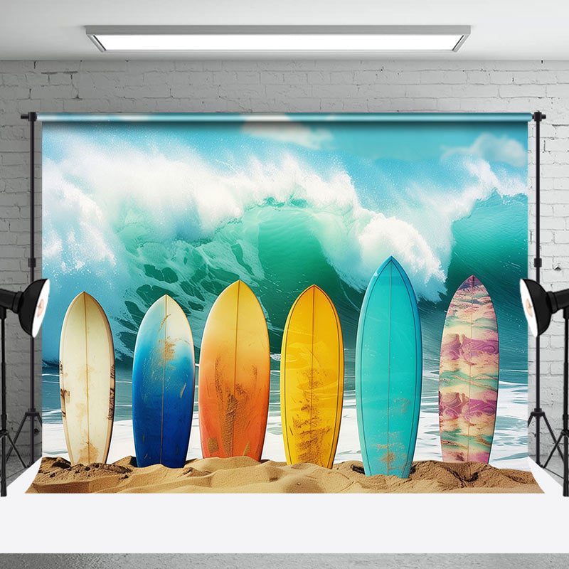 Aperturee - Surfboard Sea Wave Beach Summer Backdrop For Photo