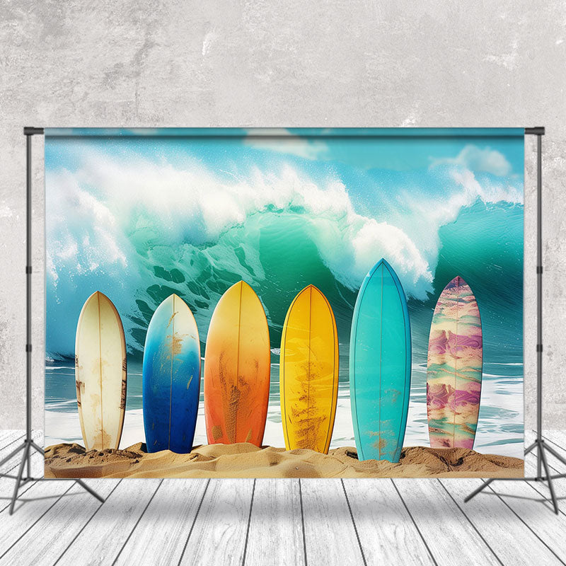 Aperturee - Surfboard Sea Wave Beach Summer Backdrop For Photo