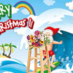 Aperturee - Surfing Santa Tropical Beach Xmas In July Backdrop