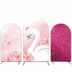 Aperturee Swan Pink Floral Butterfly Arch Backdrop Kit For Party