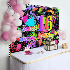 Aperturee - Sweet 16 Colourful Graffiti Happy Birthday Backdrop