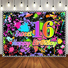 Aperturee - Sweet 16 Colourful Graffiti Happy Birthday Backdrop