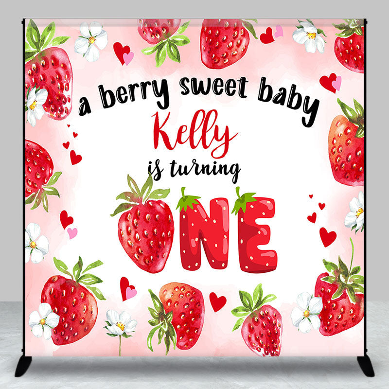 Aperturee - Sweet Baby Strawberry Custom 1st Birthday Backdrop