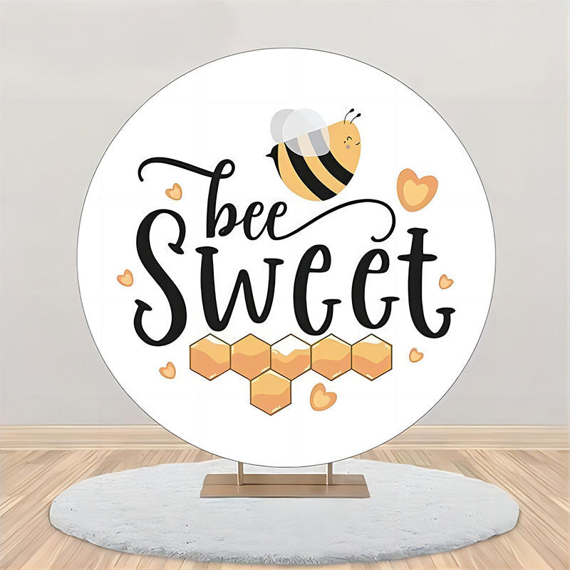 Aperturee - Sweet Bee Honeycomb White Round Birthday Backdrop