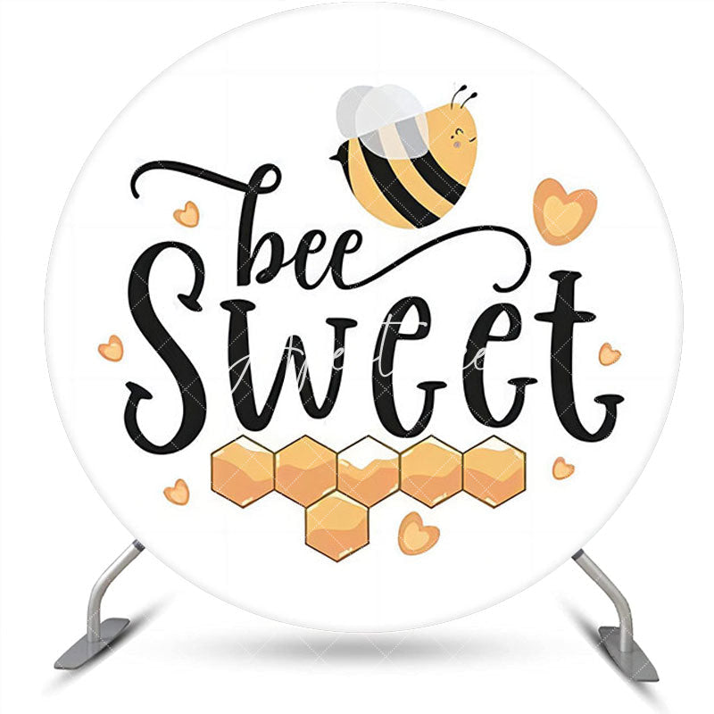 Aperturee - Sweet Bee Honeycomb White Round Birthday Backdrop