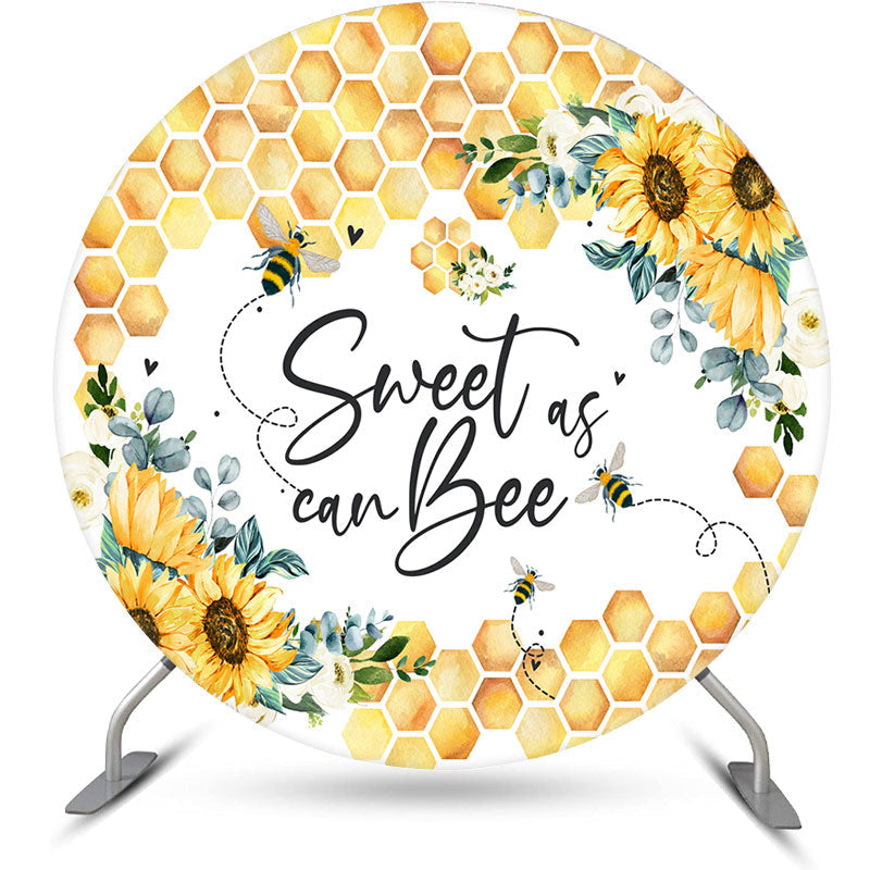 Aperturee - Sweet Can Bee Sunflower Round Baby Shower Backdrop