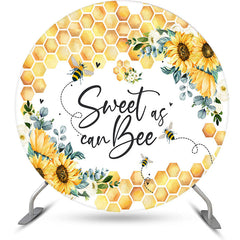 Aperturee - Sweet Can Bee Sunflower Round Baby Shower Backdrop