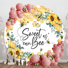 Aperturee - Sweet Can Bee Sunflower Round Baby Shower Backdrop