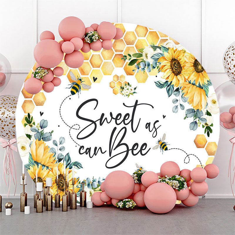 Aperturee - Sweet Can Bee Sunflower Round Baby Shower Backdrop