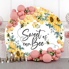 Aperturee - Sweet Can Bee Sunflower Round Baby Shower Backdrop