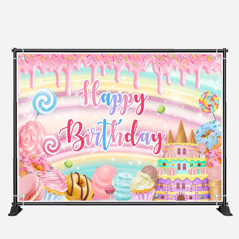 Aperturee - Sweet Candyland Dessert Birthday Backdrop For Girl