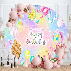 Aperturee Sweet Celebration Candy Round Birthday Backdrop