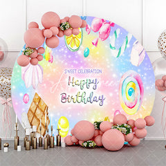 Aperturee Sweet Celebration Candy Round Birthday Backdrop