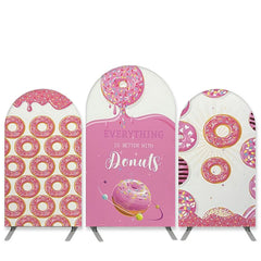 Aperturee Sweet Donut Theme Pink White Birthday Arch Backdrop Kit