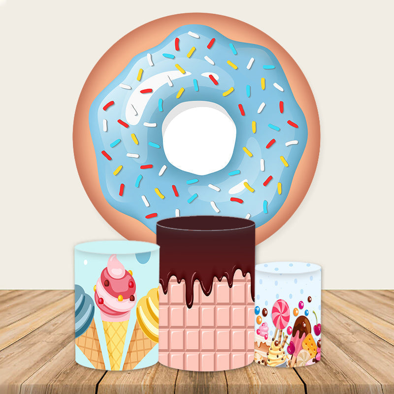 Aperturee Sweet Donut Themed Happy Birthday Backdrop Kit For Kid