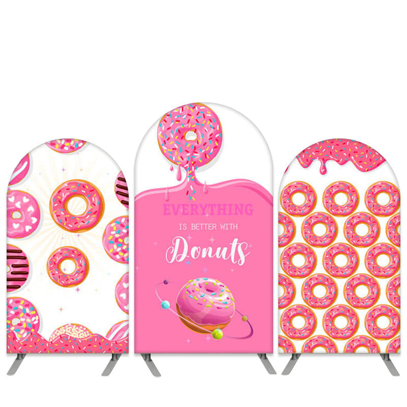 Aperturee Sweet Donuts Theme Pink Birthday Arch Backdrop Kit