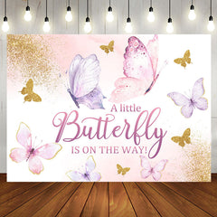 Aperturee - Sweet Flying Butterfly Baby Girl Shower Backdrop