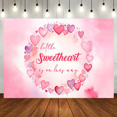 Aperturee - Sweet Hearts Watercolor Pink Baby Shower Backdrop