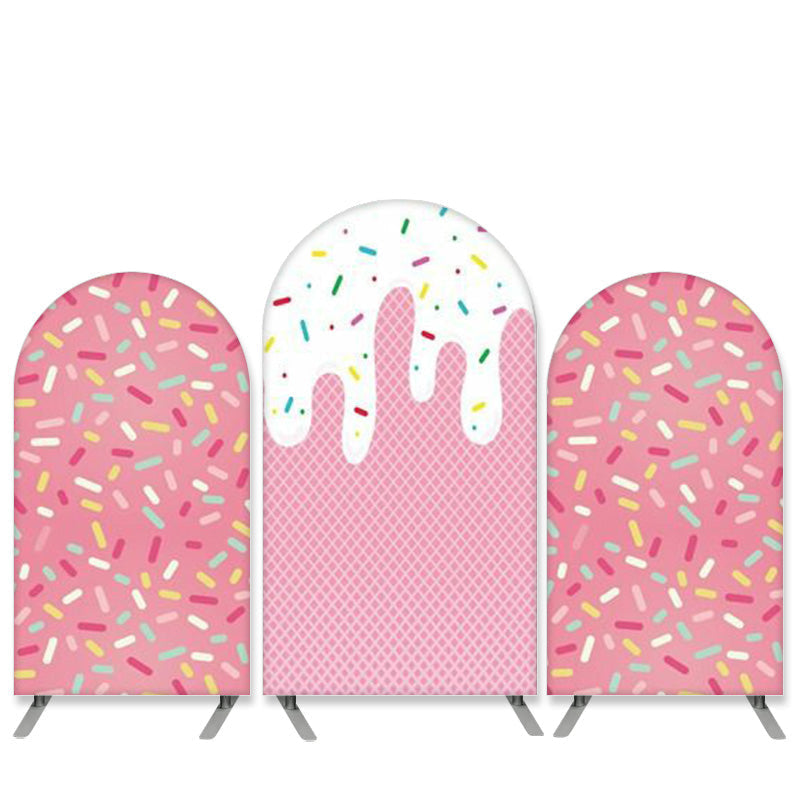 Aperturee Sweet Ice Cream Theme Pink Birthday Arch Backdrop Kit Banner