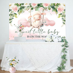 Aperturee - Sweet Little Baby Floral Sheep Shower Backdrop