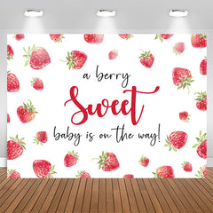 Aperturee - Sweet On The Way Strawberry White Baby Shower Backdrop