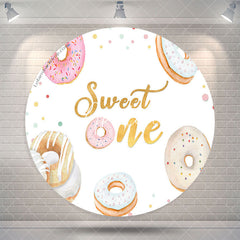 Aperturee Sweet One Donut White Circle 1st Birthday Backdrop