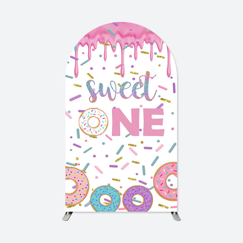 Aperturee - Sweet One Doughnuts Cream 1st Birthday Arch Backdrop