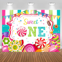 Aperturee - Sweet One Loliipop Candy Land Happy Birthday Backdrop