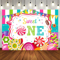 Aperturee - Sweet One Loliipop Candy Land Happy Birthday Backdrop