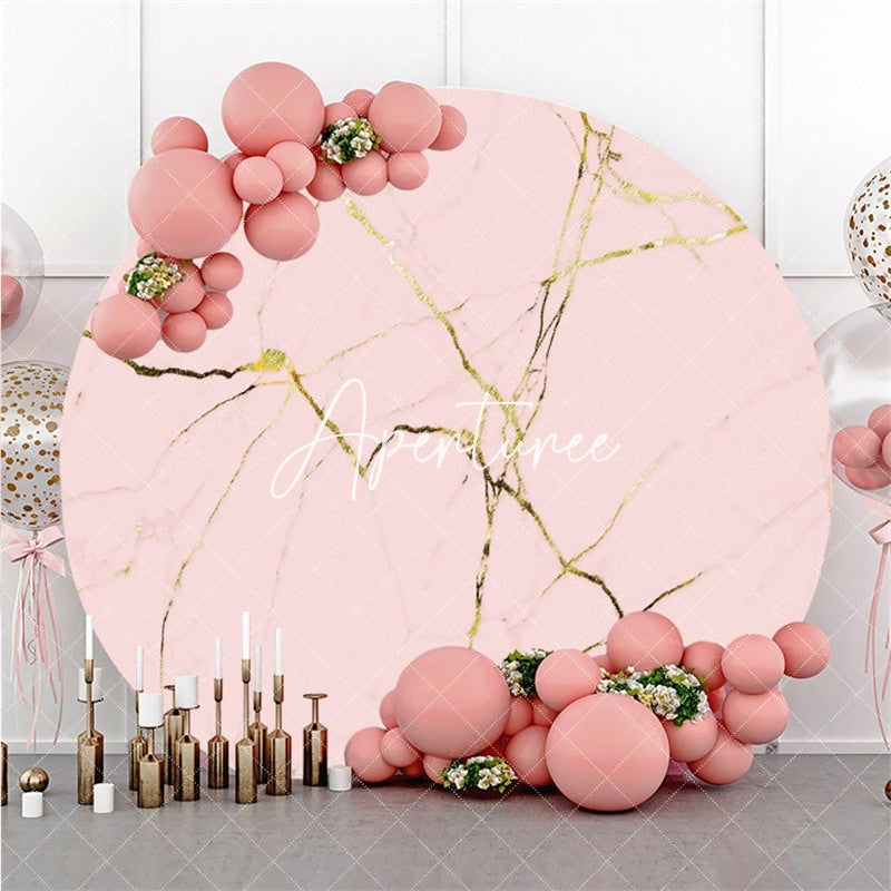 Aperturee Sweet Pink And Glitter Golden Art Theme Circle Backdrop