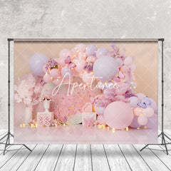 Aperturee - Sweet Pink Floral Butterfly Light Cake Smash Backdrop