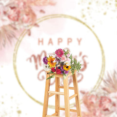 Aperturee - Sweet Pink Flowers Glitter Mothers Day Photo Backdrop