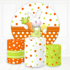 Aperturee Sweet Rabbit With Carrot Dots Party Round Backdrop Kit