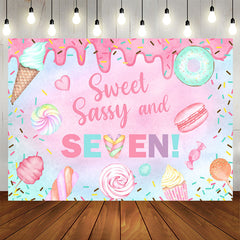 Aperturee - Sweet Sassy Dessert 7th Birthday Backdrop For Girl