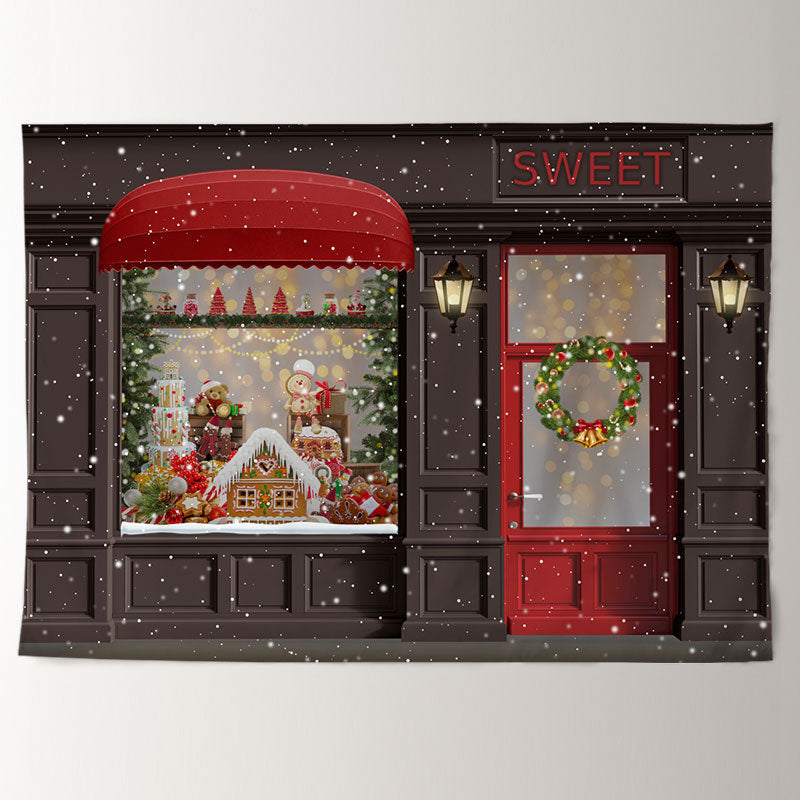 Aperturee - Sweet Store Ginger Red Brown Christmas Backdrop