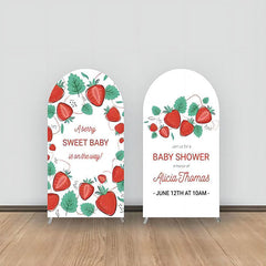 Aperturee - Sweet Strawberry Leaf Girl Baby Shower Arch Backdrop