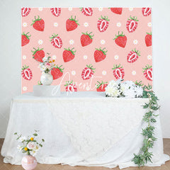 Aperturee - Sweet Strawberry Pink Flower Girl Party Backdrop