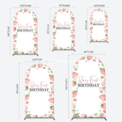 Aperturee - Sweet Strawberry White Arcb 1st Birthday Backdrop