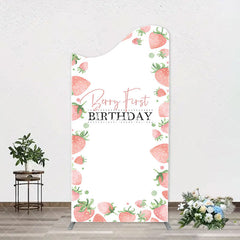 Aperturee - Sweet Strawberry White Arcb 1st Birthday Backdrop