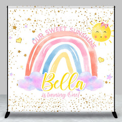 Aperturee - Sweet Sunshine Rainbow Turning One Custom Birthday Backdrop