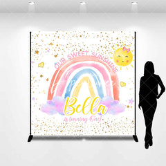 Aperturee - Sweet Sunshine Rainbow Turning One Custom Birthday Backdrop