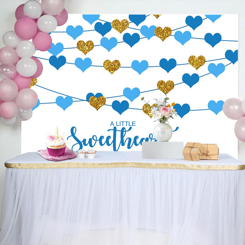 Aperturee - Sweetheart Blue Hearts Boys Baby Shower Backdrop