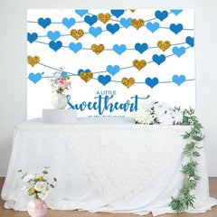 Aperturee - Sweetheart Blue Hearts Boys Baby Shower Backdrop