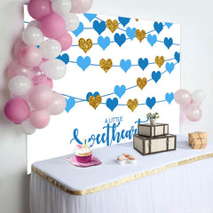 Aperturee - Sweetheart Blue Hearts Boys Baby Shower Backdrop