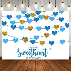 Aperturee - Sweetheart Blue Hearts Boys Baby Shower Backdrop