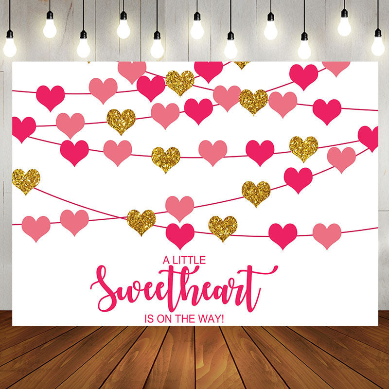 Aperturee - Sweetheart Is On The Way Girls Baby Shower Backdrop