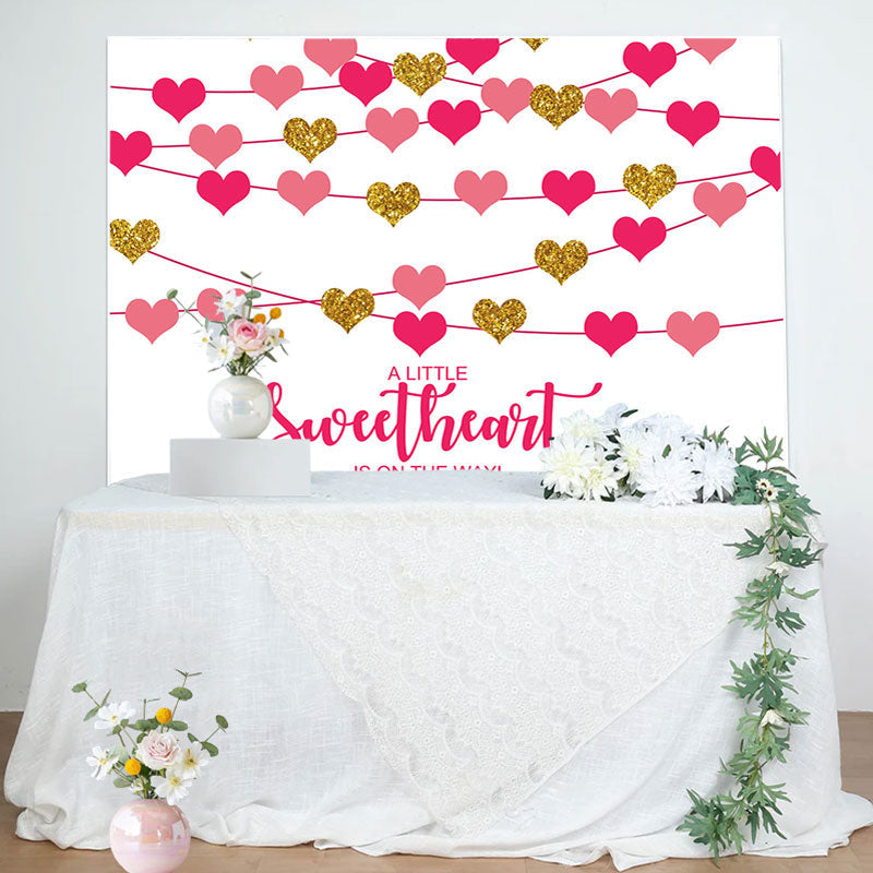 Aperturee - Sweetheart Is On The Way Girls Baby Shower Backdrop