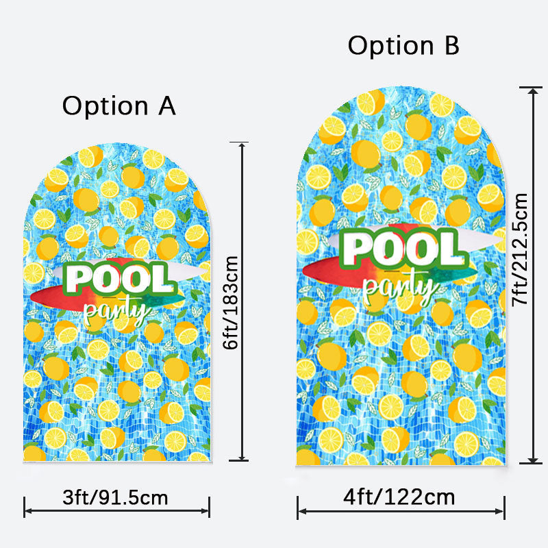 Aperturee - Swimming Pool Lemon Blue Arch Backdrop For Party