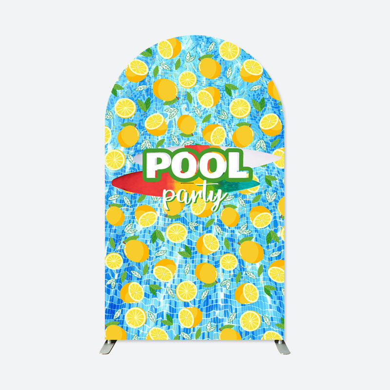 Aperturee - Swimming Pool Lemon Blue Arch Backdrop For Party